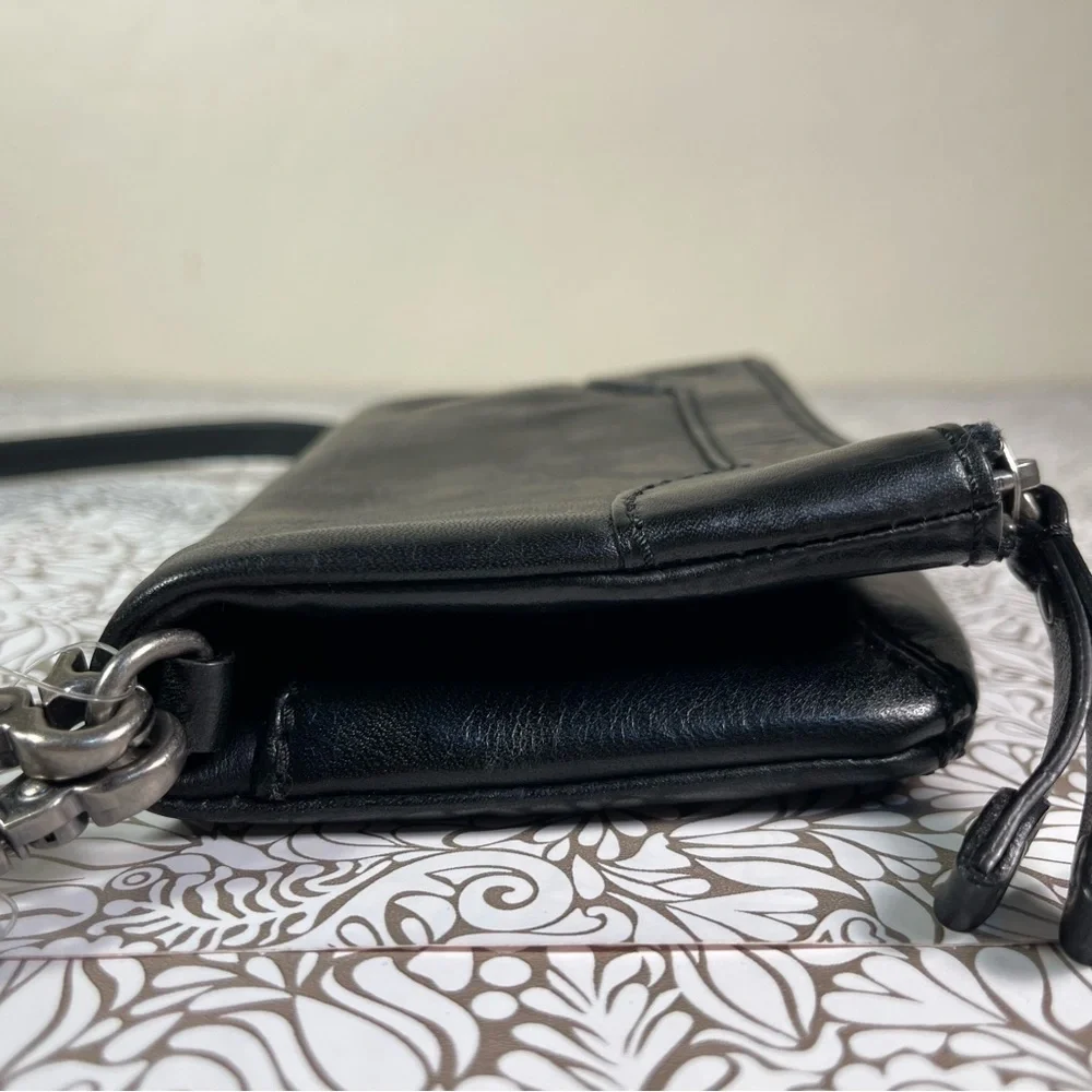 Frye Melissa Crossbody Stadium Bag Purse Black Leather - Picture 3 of 12